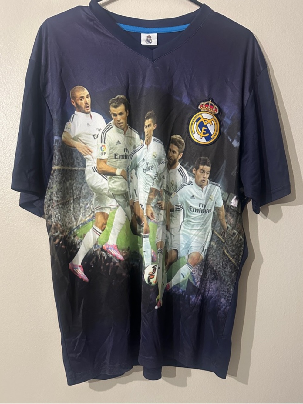 Real Madrid UEFA Champions League Jersey Shirt Ronaldo Fly Emirates Medium L
